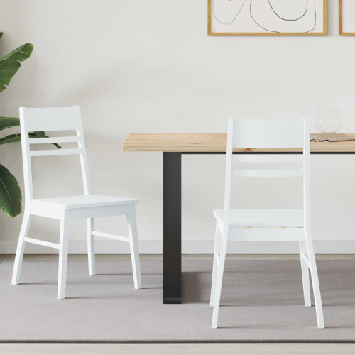 Berkfield Dining Chairs 2 pcs White 43 x 54 x 89 cm Solid Rubber Wood