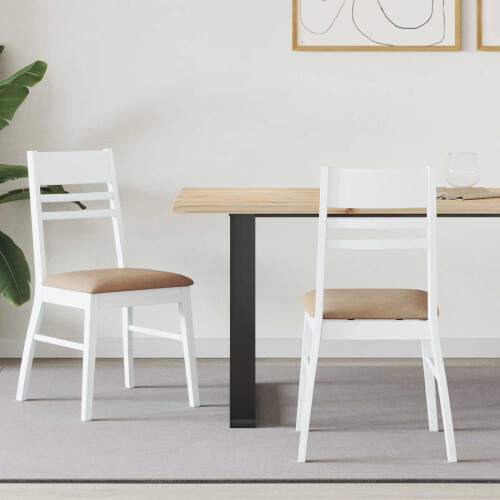 Berkfield Dining Chairs 2 pcs White 43 x 54 x 89 cm Solid Rubber Wood