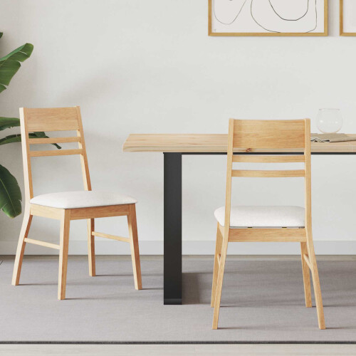 Berkfield Dining Chairs 2 pcs Natural 43 x 54 x 89 cm Solid Rubber Wood