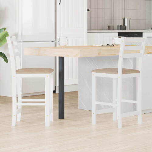 Berkfield Dining Chairs 2 pcs White 40 x 47.5 x 99.5 cm Solid Rubber Wood