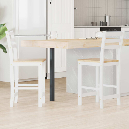 Berkfield Dining Chairs 2 pcs White 40 x 47.5 x 99.5 cm Solid Rubber Wood