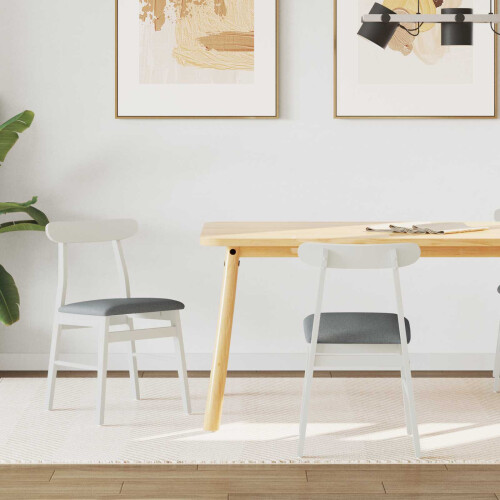 Berkfield Dining Chair 2 pcs White and Grey Solid Rubber Wood