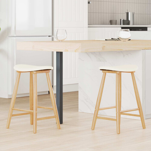 Berkfield Dining Chairs 2 pcs Natural 46 x 37 x 63 cm Solid Rubber Wood