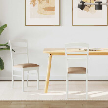 Berkfield Dining Chair 2 pcs White and Brown Solid Rubber Wood