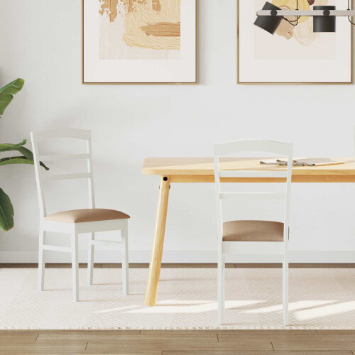 Berkfield Dining Chair 2 pcs White and Brown Solid Rubber Wood