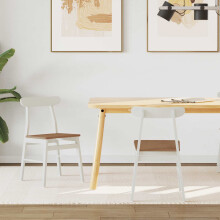 Berkfield Dining Chair 2 pcs White and Natural 43 x 44.5 x 77 cm