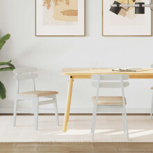 Berkfield Dining Chair 2 pcs White and Brown Solid Rubber Wood