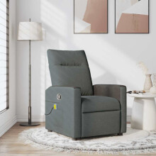 Berkfield Massage Recliner Chair Dark Grey Fabric