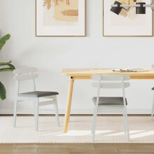 Berkfield Dining Chair 2 pcs White and Grey Solid Rubber Wood