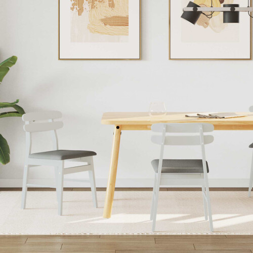 Berkfield Dining Chair 2 pcs White and Grey Solid Rubber Wood