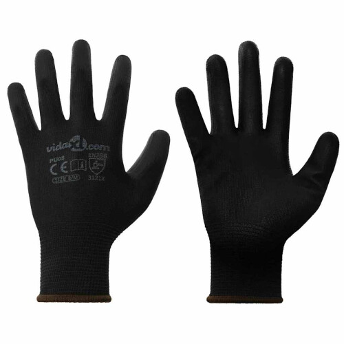 Berkfield Work Gloves 12 pcs Black 8 / M Polyester