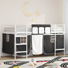 Berkfield Kids'Loft Bed Frame with Curtains White and Black 107 x 200 cm