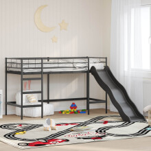 Berkfield Kids'Loft Bed Frame with Slide Black and Anthracite