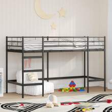 Berkfield Kids'Loft Bed Frame Black 99.5 x 190 cm Steel