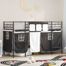 Berkfield Kids'Loft Bed Frame with Curtains Black 75 x 190 cm