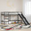 Berkfield Kids'Loft Bed Frame with Slide Black and Anthracite 1
