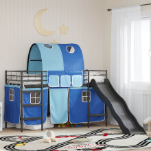 Berkfield Kids'Loft Bed Frame Black and Blue 90 x 190 cm Metal