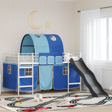 Berkfield Kids'Loft Bed Frame White and Blue 100 x 200 cm Metal