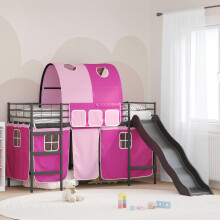 Berkfield Kids'Loft Bed Frame Black and Pink 100 x 190 cm Metal