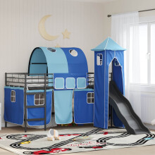 Berkfield Kids'Loft Bed Frame Black and Blue 107 x 200 cm Metal