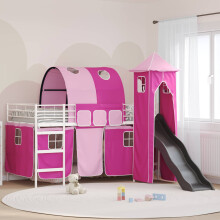 Berkfield Kids'Loft Bed Frame White and Pink 80 x 200 cm Metal