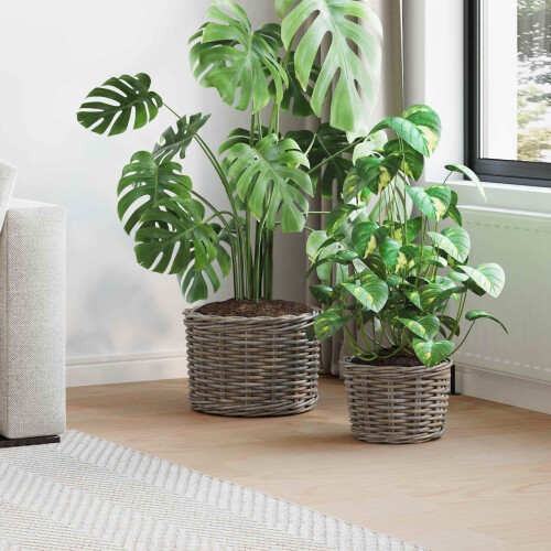 Berkfield Planter Basket with Storage 2 pcs Grey