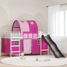 Berkfield Kids'Loft Bed Frame White and Pink 107 x 200 cm Metal