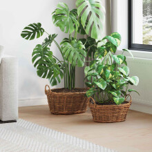 Berkfield Planter Basket with Storage 2 pcs Brown Lacak Rattan