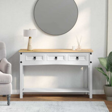Berkfield End Table Corona White 114 x 34.5 x 73 cm Solid Pine Wood
