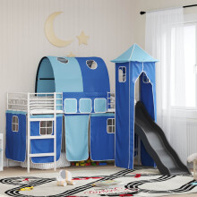 Berkfield Kids'Loft Bed Frame White and Blue 100 x 190 cm Metal