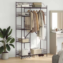 Berkfield Open Wardrobe with Shelf Black 101 x 43 x 188 cm Steel