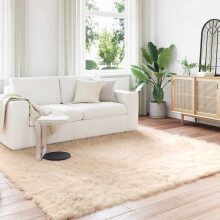 Berkfield Faux Sheepskin Rug TAFALLA Beige 200 x 200 cm Polyester