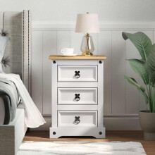 Berkfield Bedside Table Corona White 45 x 35 x 64 cm Solid Pine Wood