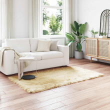 Berkfield Faux Sheepskin Rug TAFALLA Cream 140 x 200 cm Polyester