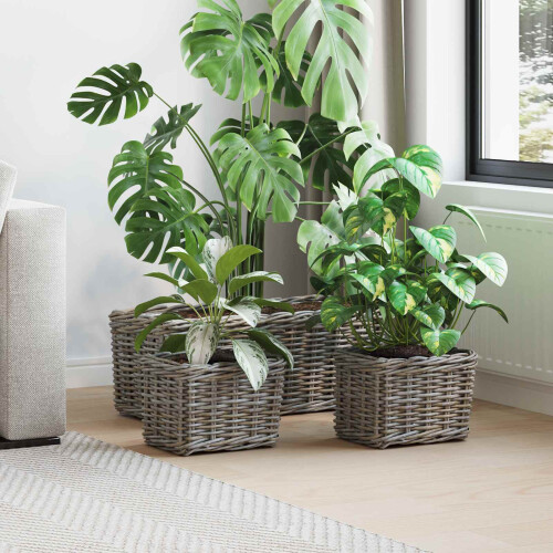 Berkfield Planter Basket with Storage 3 pcs Grey