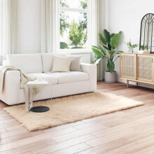 Berkfield Faux Sheepskin Rug TAFALLA Beige 100 x 200 cm Polyester