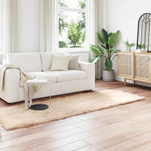 Berkfield Faux Sheepskin Rug TAFALLA Beige 80 x 250 cm Polyester