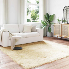 Berkfield Faux Sheepskin Rug TAFALLA Cream 240 x 240 cm Polyester