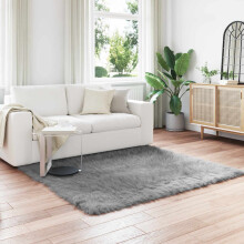 Berkfield Faux Sheepskin Rug TAFALLA Grey 160 x 160 cm Polyester
