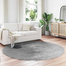 Berkfield Faux Sheepskin Rug TAFALLA Grey ò 200 cm Polyester