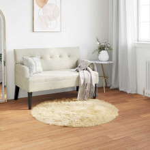 Berkfield Faux Sheepskin Rug TAFALLA Cream ò 120 cm Polyester