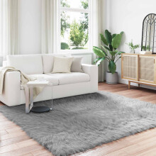 Berkfield Faux Sheepskin Rug TAFALLA Grey 200 x 200 cm Polyester