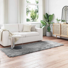Berkfield Faux Sheepskin Rug TAFALLA Grey 80 x 250 cm Polyester