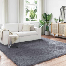 Berkfield Faux Sheepskin Rug TAFALLA Anthracite 200 x 200 cm Polyester