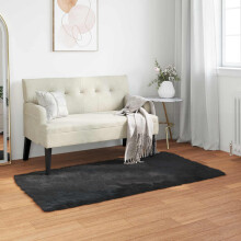 Berkfield Faux Sheepskin Rug TAFALLA Black 80 x 150 cm Polyester