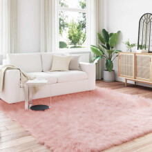Berkfield Faux Sheepskin Rug TAFALLA Pink 240 x 240 cm Polyester