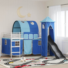Berkfield Kids'Loft Bed Frame White and Blue 107 x 200 cm Metal