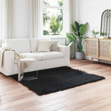 Berkfield Faux Sheepskin Rug TAFALLA Black 120 x 120 cm Polyester