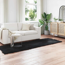 Berkfield Faux Sheepskin Rug TAFALLA Black 80 x 250 cm Polyester