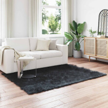 Berkfield Faux Sheepskin Rug TAFALLA Black 120 x 170 cm Polyester